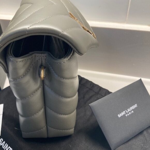 YSL Lou Lou Toy Flap Bag Matelasse calfskin, Color:1229 Grey Khaki  Brand New - Picture 4 of 10